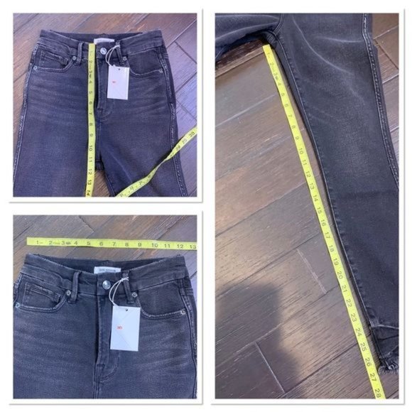 NWT Good American Good Curve High Waist Skinny Raw Edge Black/Gray Jean 0/25 - Picture 10 of 10